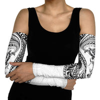 Hawaiian Turtle and Shark Arm Sleeves Kakau Tribal with Polynesian Pattern White Color LT03 - Polynesian Pride