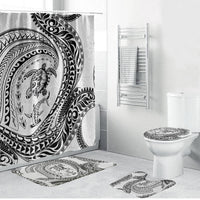 Hawaiian Turtle and Shark Bathroom Set Kakau Tribal with Polynesian Pattern White Color LT03 Bathroom Set (4 pcs) White - Polynesian Pride
