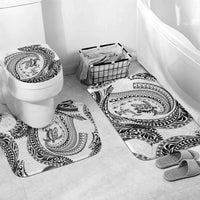 Hawaiian Turtle and Shark Bathroom Set Kakau Tribal with Polynesian Pattern White Color LT03 Mat Set Only (3 pcs) One Size White - Polynesian Pride