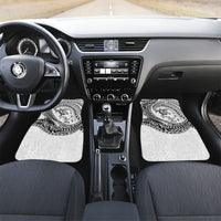 Hawaiian Turtle and Shark Car Mats Kakau Tribal with Polynesian Pattern White Color LT03 Set 2pcs - Front White - Polynesian Pride