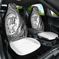 Hawaiian Turtle and Shark Car Seat Cover Kakau Tribal with Polynesian Pattern White Color LT03 One Size White - Polynesian Pride