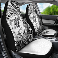 Hawaiian Turtle and Shark Car Seat Cover Kakau Tribal with Polynesian Pattern White Color LT03 - Polynesian Pride