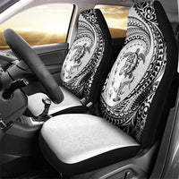 Hawaiian Turtle and Shark Car Seat Cover Kakau Tribal with Polynesian Pattern White Color LT03 - Polynesian Pride
