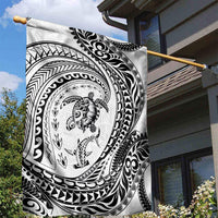 Hawaiian Turtle and Shark Garden Flag Kakau Tribal with Polynesian Pattern White Color LT03 - Polynesian Pride