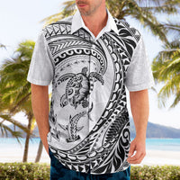 Hawaiian Turtle and Shark Hawaiian Shirt Kakau Tribal with Polynesian Pattern White Color LT03 - Polynesian Pride