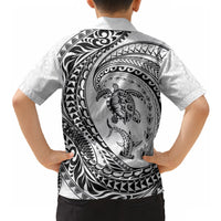Hawaiian Turtle and Shark Hawaiian Shirt Kakau Tribal with Polynesian Pattern White Color LT03 - Polynesian Pride