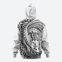 Hawaiian Turtle and Shark Hoodie Kakau Tribal with Polynesian Pattern White Color LT03 - Polynesian Pride