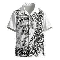 Hawaiian Turtle and Shark Kid Hawaiian Shirt Kakau Tribal with Polynesian Pattern White Color LT03 - Polynesian Pride