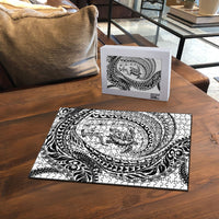 Hawaiian Turtle and Shark Puzzle Kakau Tribal with Polynesian Pattern White Color LT03 - Polynesian Pride