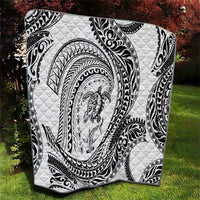 Hawaiian Turtle and Shark Quilt Kakau Tribal with Polynesian Pattern White Color LT03 - Polynesian Pride