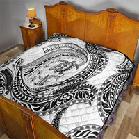 Hawaiian Turtle and Shark Quilt Kakau Tribal with Polynesian Pattern White Color LT03 - Polynesian Pride