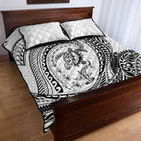 Hawaiian Turtle and Shark Quilt Bed Set Kakau Tribal with Polynesian Pattern White Color LT03 - Polynesian Pride