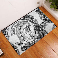 Hawaiian Turtle and Shark Rubber Doormat Kakau Tribal with Polynesian Pattern White Color LT03 - Polynesian Pride