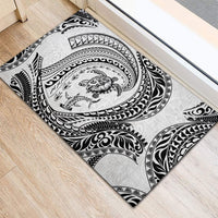 Hawaiian Turtle and Shark Rubber Doormat Kakau Tribal with Polynesian Pattern White Color LT03 - Polynesian Pride