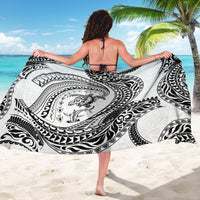 Hawaiian Turtle and Shark Sarong Kakau Tribal with Polynesian Pattern White Color LT03 - Polynesian Pride