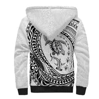 Hawaiian Turtle and Shark Sherpa Hoodie Kakau Tribal with Polynesian Pattern White Color LT03 - Polynesian Pride