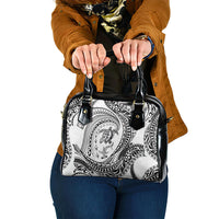 Hawaiian Turtle and Shark Shoulder Handbag Kakau Tribal with Polynesian Pattern White Color LT03 One Size White - Polynesian Pride