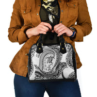 Hawaiian Turtle and Shark Shoulder Handbag Kakau Tribal with Polynesian Pattern White Color LT03 - Polynesian Pride
