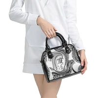 Hawaiian Turtle and Shark Shoulder Handbag Kakau Tribal with Polynesian Pattern White Color LT03 - Polynesian Pride
