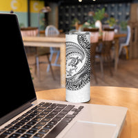 Hawaiian Turtle and Shark Skinny Tumbler Kakau Tribal with Polynesian Pattern White Color LT03 - Polynesian Pride