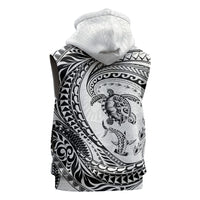 Hawaiian Turtle and Shark Sleeveless Hoodie Kakau Tribal with Polynesian Pattern White Color LT03 - Polynesian Pride