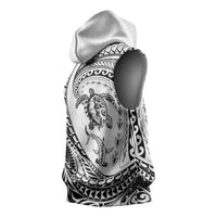 Hawaiian Turtle and Shark Sleeveless Hoodie Kakau Tribal with Polynesian Pattern White Color LT03 - Polynesian Pride