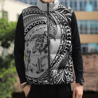 Hawaiian Turtle and Shark Sleeveless Puffer Jacket Kakau Tribal with Polynesian Pattern White Color LT03 - Polynesian Pride