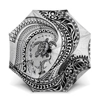 Hawaiian Turtle and Shark Umbrella Kakau Tribal with Polynesian Pattern White Color LT03 One Size Folded 11.42 inch Opened Diameter 37.4 inch White - Polynesian Pride