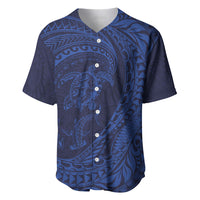 Hawaiian Turtle and Shark Baseball Jersey Kakau Tribal with Polynesian Pattern Blue Color LT03 Blue - Polynesian Pride