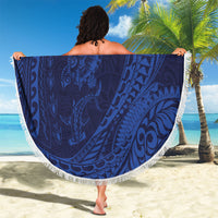 Hawaiian Turtle and Shark Beach Blanket Kakau Tribal with Polynesian Pattern Blue Color LT03 - Polynesian Pride