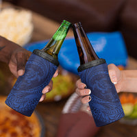 Hawaiian Turtle and Shark 4 in 1 Can Cooler Tumbler Kakau Tribal with Polynesian Pattern Blue Color LT03 - Polynesian Pride