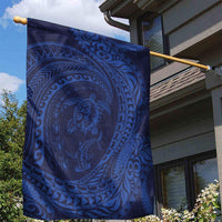 Hawaiian Turtle and Shark Garden Flag Kakau Tribal with Polynesian Pattern Blue Color LT03 - Polynesian Pride