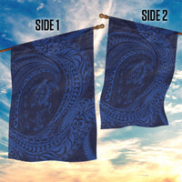 Hawaiian Turtle and Shark Garden Flag Kakau Tribal with Polynesian Pattern Blue Color LT03 - Polynesian Pride