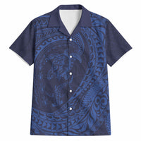 Hawaiian Turtle and Shark Hawaiian Shirt Kakau Tribal with Polynesian Pattern Blue Color LT03 Blue - Polynesian Pride