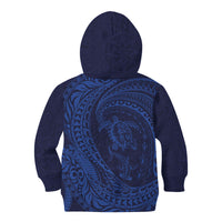 Hawaiian Turtle and Shark Kid Hoodie Kakau Tribal with Polynesian Pattern Blue Color LT03 - Polynesian Pride