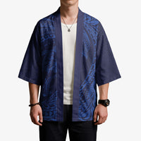 Hawaiian Turtle and Shark Kimono Kakau Tribal with Polynesian Pattern Blue Color LT03 - Polynesian Pride