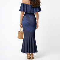 Hawaiian Turtle and Shark Mermaid Dress Kakau Tribal with Polynesian Pattern Blue Color LT03 - Polynesian Pride