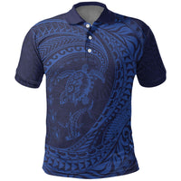 Hawaiian Turtle and Shark Polo Shirt Kakau Tribal with Polynesian Pattern Blue Color LT03 Blue - Polynesian Pride