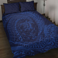 Hawaiian Turtle and Shark Quilt Bed Set Kakau Tribal with Polynesian Pattern Blue Color LT03 Blue - Polynesian Pride