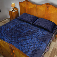 Hawaiian Turtle and Shark Quilt Bed Set Kakau Tribal with Polynesian Pattern Blue Color LT03 - Polynesian Pride