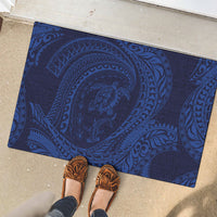 Hawaiian Turtle and Shark Rubber Doormat Kakau Tribal with Polynesian Pattern Blue Color LT03 - Polynesian Pride