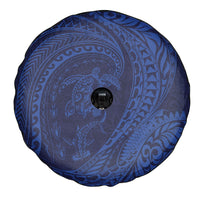 Hawaiian Turtle and Shark Spare Tire Cover Kakau Tribal with Polynesian Pattern Blue Color LT03 - Polynesian Pride