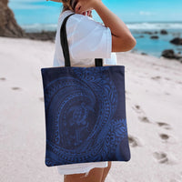 Hawaiian Turtle and Shark Tote Bag Kakau Tribal with Polynesian Pattern Blue Color LT03 - Polynesian Pride