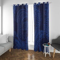 Hawaiian Turtle and Shark Window Curtain Kakau Tribal with Polynesian Pattern Blue Color LT03 With Grommets Blue - Polynesian Pride