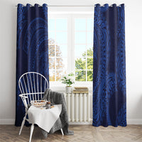 Hawaiian Turtle and Shark Window Curtain Kakau Tribal with Polynesian Pattern Blue Color LT03 - Polynesian Pride