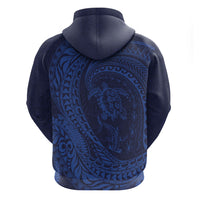 Hawaiian Turtle and Shark Zip Hoodie Kakau Tribal with Polynesian Pattern Blue Color LT03 - Polynesian Pride