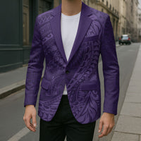 Hawaiian Turtle and Shark Blazer Kakau Tribal with Polynesian Pattern Purple Color LT03 - Polynesian Pride