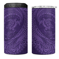 Hawaiian Turtle and Shark 4 in 1 Can Cooler Tumbler Kakau Tribal with Polynesian Pattern Purple Color LT03 One Size: 16 oz Purple - Polynesian Pride