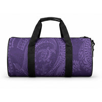 Hawaiian Turtle and Shark Duffle Bag Kakau Tribal with Polynesian Pattern Purple Color
