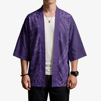 Hawaiian Turtle and Shark Kimono Kakau Tribal with Polynesian Pattern Purple Color LT03 - Polynesian Pride